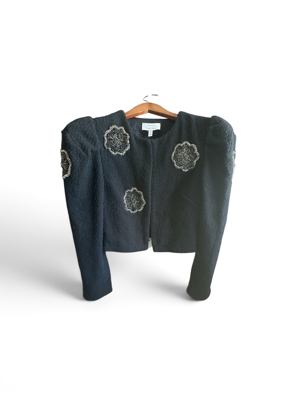 Paris Atelier & Other Stories Black Cropped Embellished Floral Beaded Jacket